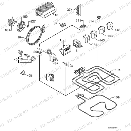 Взрыв-схема плиты (духовки) Privileg 648166_60450 - Схема узла Electrical equipment 268